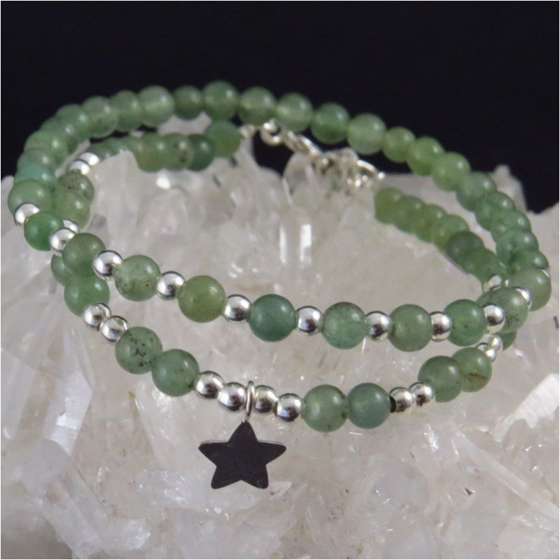 Dúo pulseras cuarzo verde y plata Dúo pulseras cuarzo verde y plata